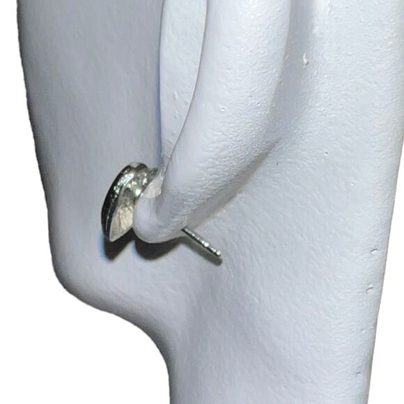 Silver-Colored Heart Earrings, Good Condition - Picture 5 of 8